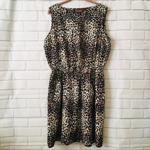 1X animal print sleeveless dress